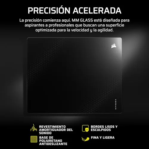 Corsair ▫️ Tapete de rato para jogos de precisão MM Glass – Grande – Preto 2