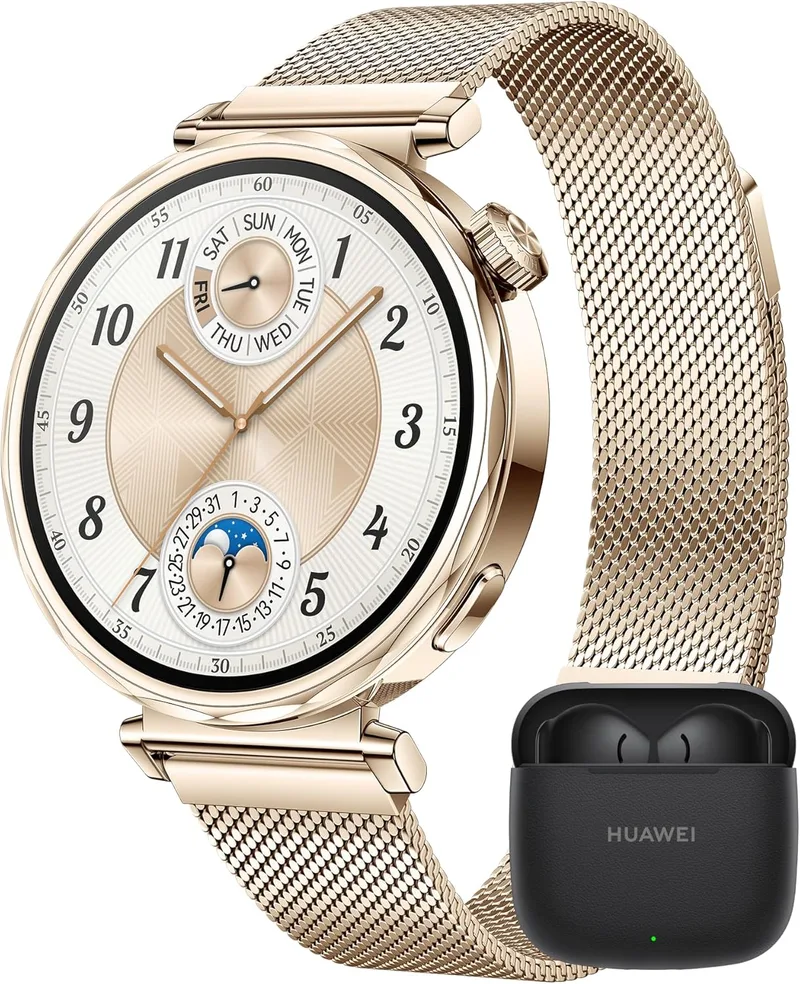 HUAWEI ▫️ WATCH GT 5 41 mm Smartwatch Dourado + FreeBuds SE 3 Preto, Silhueta com Design Sofisticado, Nova Experiência de Corrida e Ciclismo, Monitorização da Saúde, 7 Dias de Autonomia da Bateria, iOS e Android