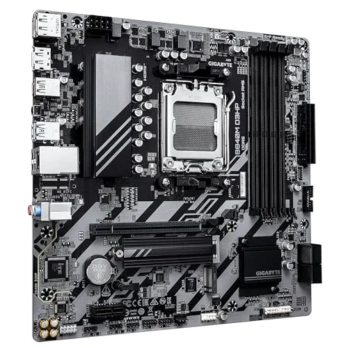 Gigabyte Technology ▫️ Placa-mãe GIGABYTE B840M D3HP – Processadores AMD Ryzen 9000, VRM de 8+2+2 fases, até 8200 MHz DDR5 (O.C.), 2× M.2 PCIe 4.0, LAN 1 GbE, USB 3.2 Gen 2 3