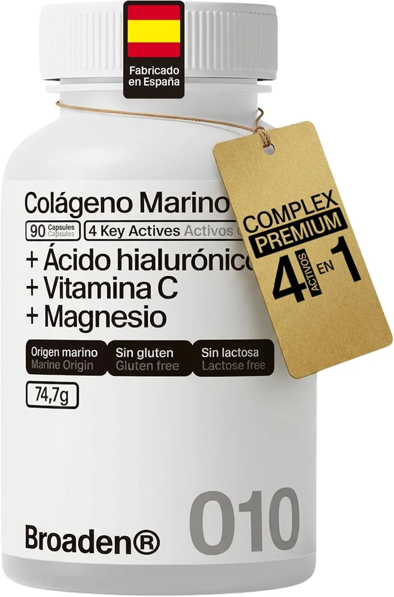 BROADEN ▫️ 90 Cápsulas Colagénio Marinho Hidrolisado COMPLEXO com Ácido Hialurónico + Vitamina C + Magnésio (90 Cápsulas)