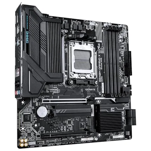 Gigabyte Technology ▫️ Placa-mãe GIGABYTE B840M Gaming X WIFI6E – Processadores AMD Ryzen 9000, VRM de 8+2+2 fases, até 8200 MHz DDR5 (O.C.), 2× M.2 PCIe 4.0, Wi-Fi 6E, LAN 2,5 GbE, USB 3.2 Gen 1 3