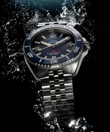 Timex ▫️ Relógio analógico de quartzo para homem, modelo Deep Water Arctic, com bracelete em aço inoxidável 7