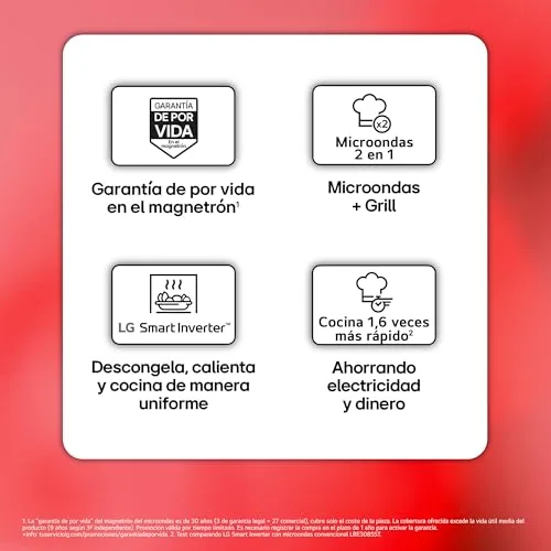 LG ▫️ MH6535GIS - Micro-ondas com grelhador NeoChef, capacidade de 25 L, 1000 W, Smart Inverter, painel tátil LED, EasyClean, cozedura uniforme e bloqueio de segurança para crianças, preto 3