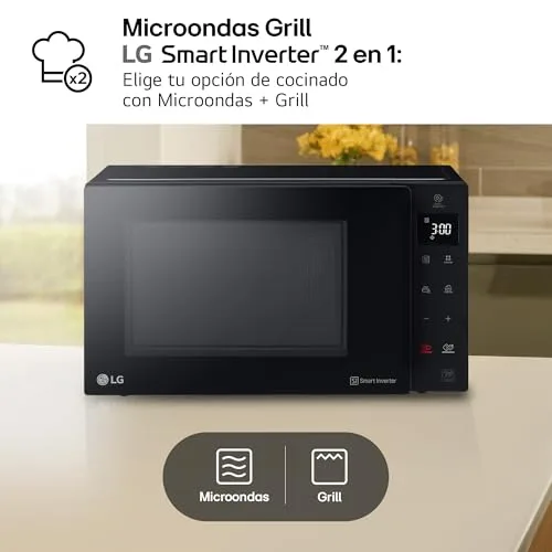 LG ▫️ MH6535GIS - Micro-ondas com grelhador NeoChef, capacidade de 25 L, 1000 W, Smart Inverter, painel tátil LED, EasyClean, cozedura uniforme e bloqueio de segurança para crianças, preto 5