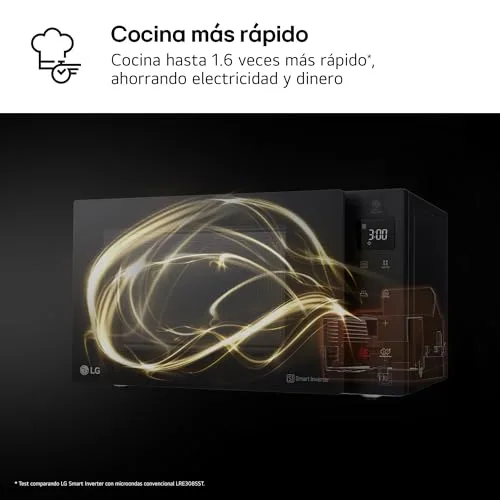 LG ▫️ MH6535GIS - Micro-ondas com grelhador NeoChef, capacidade de 25 L, 1000 W, Smart Inverter, painel tátil LED, EasyClean, cozedura uniforme e bloqueio de segurança para crianças, preto 7
