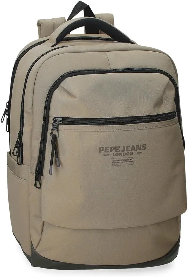 Pepe Jeans ▫️ Waltford Mochilas casuais, antracite, camel, com espaço para computador, vários compartimentos, poliéster, da Joumma Bags