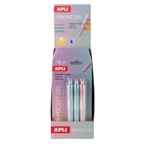 APLI ▫️ 20498 - Expositor de 12 embalagens de canetas de gel mini em tons pastel 2