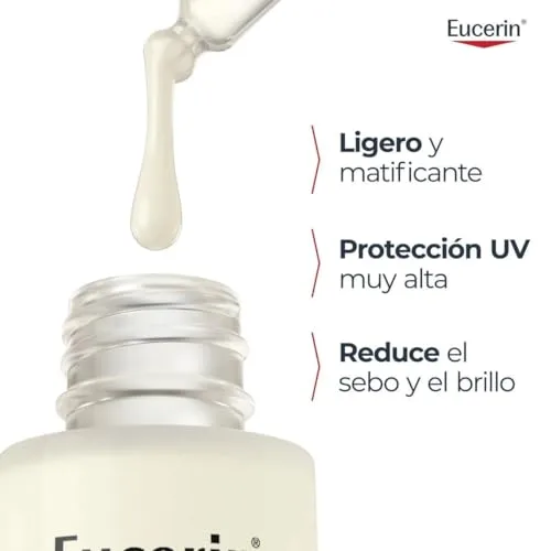 Eucerin ▫️ Sun Face Oil Control Soro Facial UV FPS 50+ 30 ml - Protetor solar facial FPS 50, leve e matificante - Soro com proteção solar FPS 50+ e complexo antipoluição - Invisível - Pele mista/oleosa 2