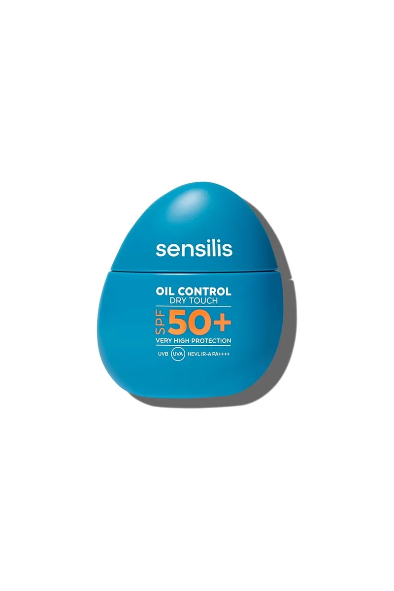 Sensilis ▫️ Protetor Solar Facial Oil Control FPS 50+, Protetor Solar Dry Touch com sílica e ácido hialurónico, Proteção de Espectro Completo UVA, UVB, HEVL e IR-A, Pele Oleosa e Sensível - 40 ml
