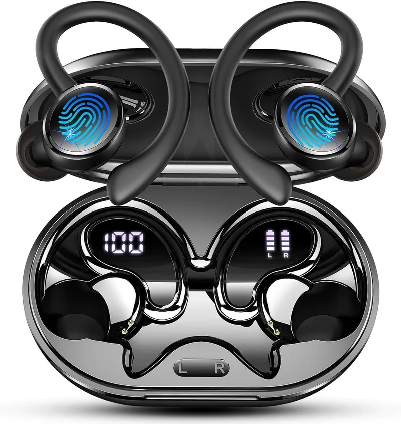 Matast ▫️ 2026 Novos auscultadores desportivos sem fios, auscultadores estéreo HiFi Bluetooth 5.4 com 4 microfones HD, auscultadores Bluetooth sem fios 50H com cancelamento de ruído ENC, ecrã LED/auscultadores à prova de água IP7