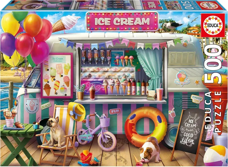 Educa ▫️ Puzzle infantil com 500 peças : Carrinha de gelados : Tamanho: 48 x 34 cm : A partir de 11 anos (20546)
