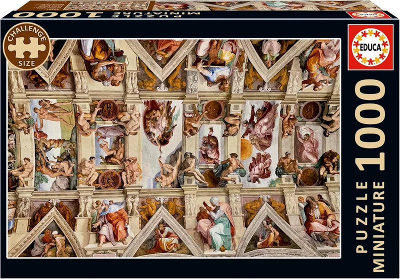 Educa ▫️ Puzzle em miniatura de 1000 peças para adultos : Miniatura da Capela Sistina : Tamanho: 30 x 46 cm : A partir de 14 anos (20581)