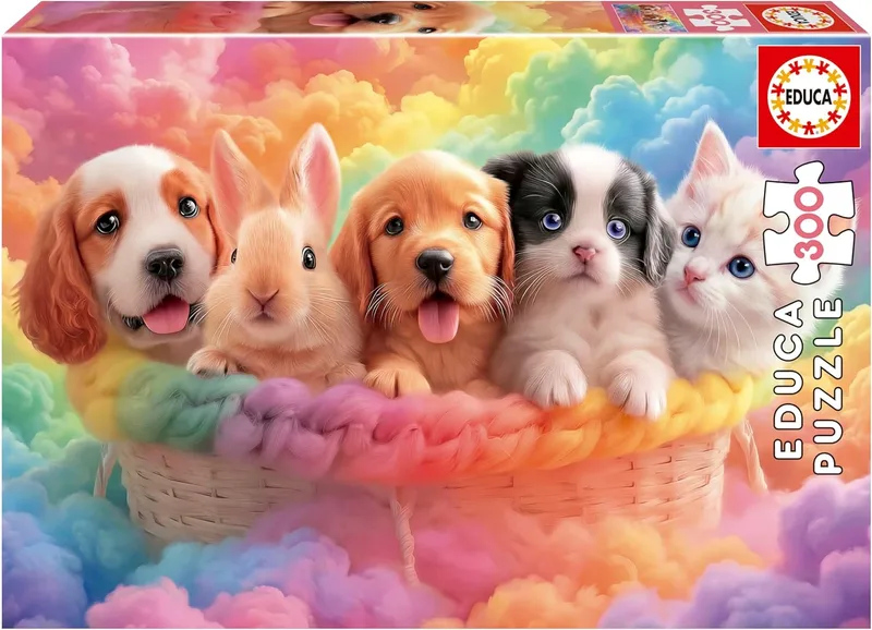 Educa ▫️ Puzzle para crianças com 300 peças : Amigos do cesto : Medidas: 40 x 28 cm : Recomendado para maiores de 6 7 8 anos (20494)