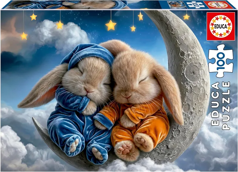 Educa ▫️ Puzzle infantil de 100 peças : Bunny Dreams : Recomendado para maiores de 6 7 8 anos (20498)