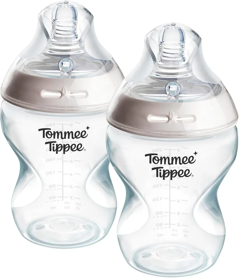Tommee Tippee ▫️ Biberões, biberão anticólicos Natural Start, 260 ml, embalagem de 2, com tetina de fluxo lento e formato anatómico para uma pega natural, válvula anticólicos
