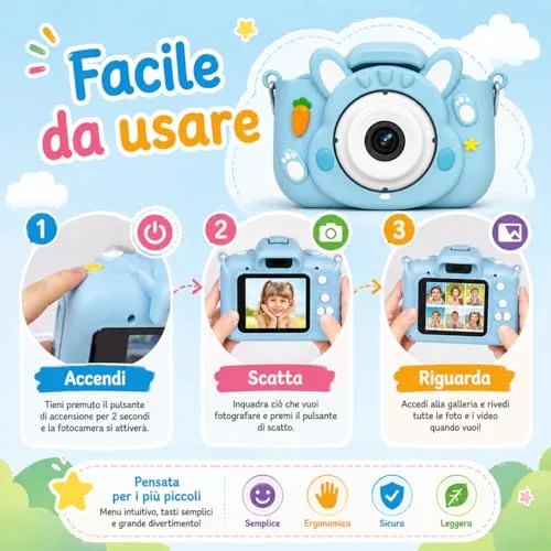 Paladin Pharma ▫️ KidsCamera Bibi, o Coelho 2K – Câmara fotográfica para crianças a partir dos 3 anos com cartão de memória de 4 GB incluído, fotos, vídeos, jogos e filtros – Primeira câmara digital, presente de aniversário para meninas 4