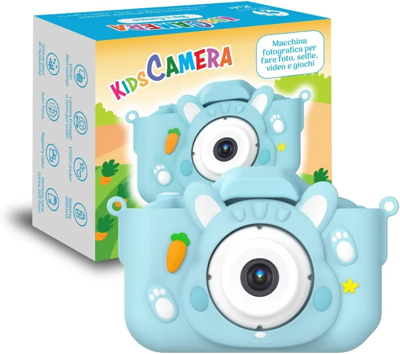 Paladin Pharma ▫️ KidsCamera Bibi, o Coelho 2K – Câmara fotográfica para crianças a partir dos 3 anos com cartão de memória de 4 GB incluído, fotos, vídeos, jogos e filtros – Primeira câmara digital, presente de aniversário para meninas