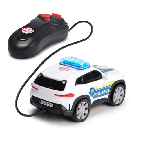 Dickie Toys ▫️ BMW XM Police Racer 1:36 13 cm, carro da polícia telecomandado para crianças a partir dos 3 anos, cabo de controlo remoto, luzes, vira para a frente e para trás, função «Try Me», versão 2