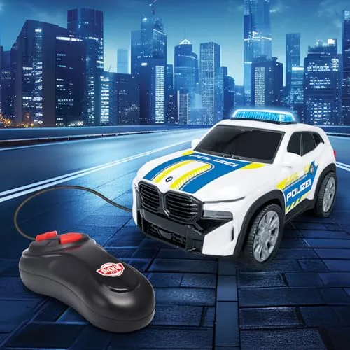 Dickie Toys ▫️ BMW XM Police Racer 1:36 13 cm, carro da polícia telecomandado para crianças a partir dos 3 anos, cabo de controlo remoto, luzes, vira para a frente e para trás, função «Try Me», versão 5