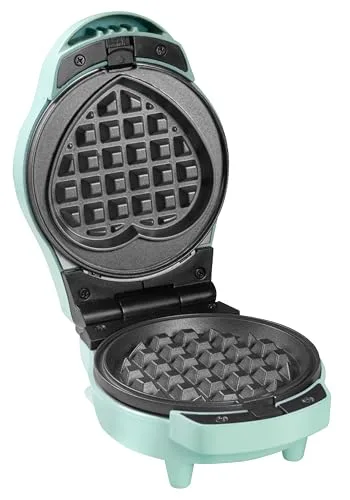 Bestron ▫️ Mini-máquina de gofres de 12,5 cm – Placas redondas e em forma de coração – Revestimento antiaderente – Pega «Cool Touch» – Indicadores luminosos – Máquina para mini-gofres de Bruxelas 6