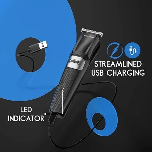 BARBERBOSS ▫️ Kit de higiene sem fios 3 em 1 para homem, aparador de barba, máquina de cortar cabelo, aparador de pêlos do nariz e das orelhas, lâmina de cerâmica e titânio, máquina de barbear facial para homem 2