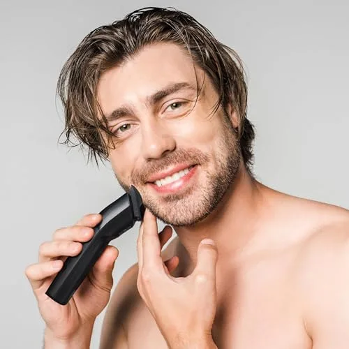 BARBERBOSS ▫️ Kit de higiene sem fios 3 em 1 para homem, aparador de barba, máquina de cortar cabelo, aparador de pêlos do nariz e das orelhas, lâmina de cerâmica e titânio, máquina de barbear facial para homem 6