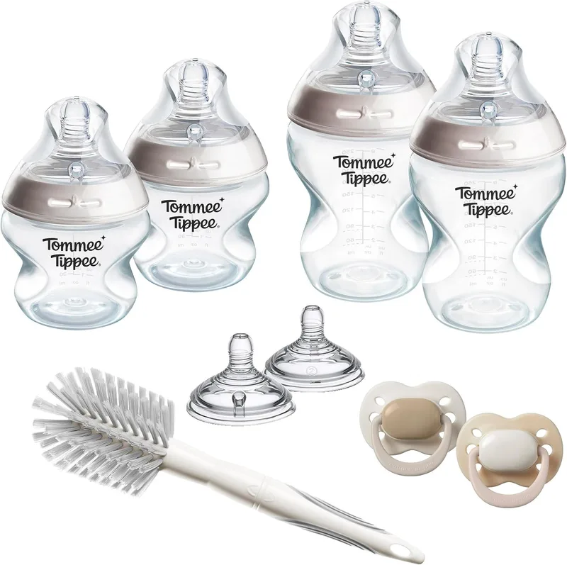 Tommee Tippee ▫️ Conjunto inicial Natural Start para recém-nascidos, biberões anticólicos de 150 ml e 260 ml com tetinas de fluxo lento e extralento, tetinas que imitam a forma do peito, autoesterilização