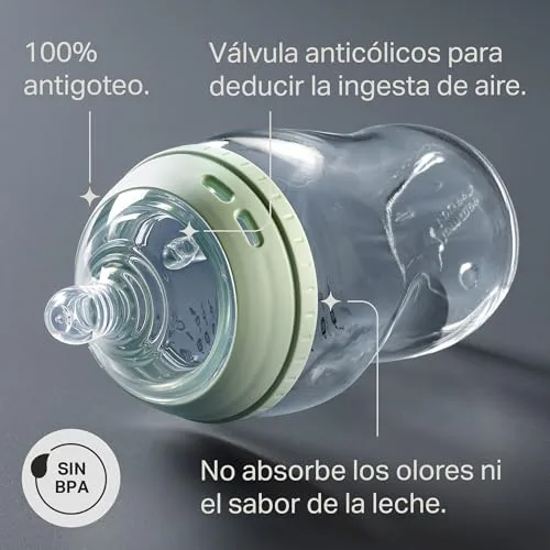 Tommee Tippee ▫️ Conjunto de presente TT NS em vidro para recém-nascidos, biberões anticólicos de 150 ml e 250 ml com tetina de fluxo lento e extralento, e 2 chupetas Ultimate Fit para 0-6 meses, com autoesterilização 4