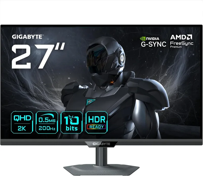 Gigabyte Technology ▫️ GIGABYTE G27Q20 Monitor Gaming QHD de 27" - 2560 x 1440, 200Hz, 0.5ms, Suporte G-Sync, FreeSync Premium, HDR10, HDMI 2.0, DisplayPort 1.4