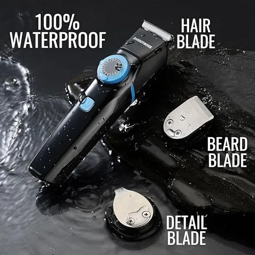 BARBERBOSS ▫️ Máquina de cortar cabelo, barba e retoques para homem, máquina de barbear facial recarregável para homem, kit de higiene pessoal sem fios 3 em 1 com esfera de precisão, indicadores LED, kit de higiene pessoal 4