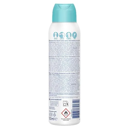 Sanex ▫️ Spray para Todo o Corpo Desodorizante Frescor Total 150 ml, Desodorizante para Mãos, Axilas, Corpo e Pés, 72 horas de proteção contra o odor clinicamente comprovada, hipoalergénico, suave para a pele, testado dermatologicamente 2
