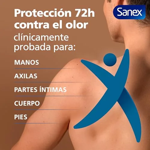 Sanex ▫️ Men Creme para Todo o Corpo Desodorizante Frescor Total 75 ml, Desodorizante para Mãos, Pés, Axilas, Corpo e Zonas Íntimas, 72 horas de proteção contra o odor clinicamente comprovada, hipoalergénico 5