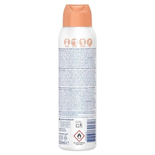 Sanex ▫️ Spray para Todo o Corpo Deo Sensível 150 ml, Desodorizante para as Mãos, Axilas, Corpo e Pés, 72 horas de proteção contra o odor clinicamente comprovada, hipoalergénico, suave para a pele, testado dermatologicamente 2