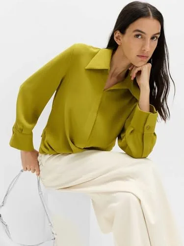Marks & Spencer ▫️ Camisa cruzada drapeada com gola para mulher, corte normal 2