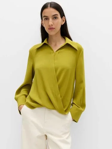 Marks & Spencer ▫️ Camisa cruzada drapeada com gola para mulher, corte normal 4