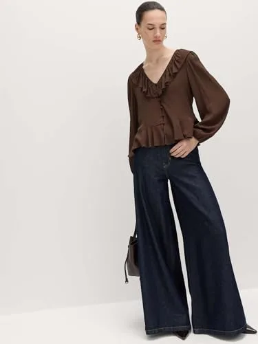 Marks & Spencer ▫️ Blusa justa com folhos para mulher, corte normal 2