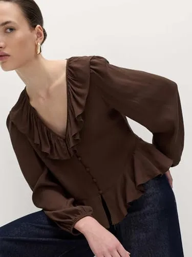 Marks & Spencer ▫️ Blusa justa com folhos para mulher, corte normal 3