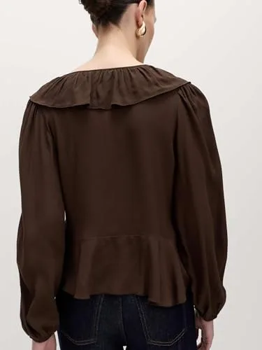 Marks & Spencer ▫️ Blusa justa com folhos para mulher, corte normal 4