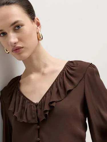 Marks & Spencer ▫️ Blusa justa com folhos para mulher, corte normal 5
