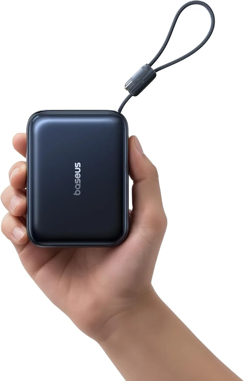 Baseus ▫️ AC22 Mini Powerbank 20000mAh, Bateria Externa Portátil com Carregamento Rápido PD 45W e Cabo USB-C Integrado, Powerbank Compacto para iPhone 17/16/15, Samsung S26/S25 Ultra, iPad e Pixel 10/9