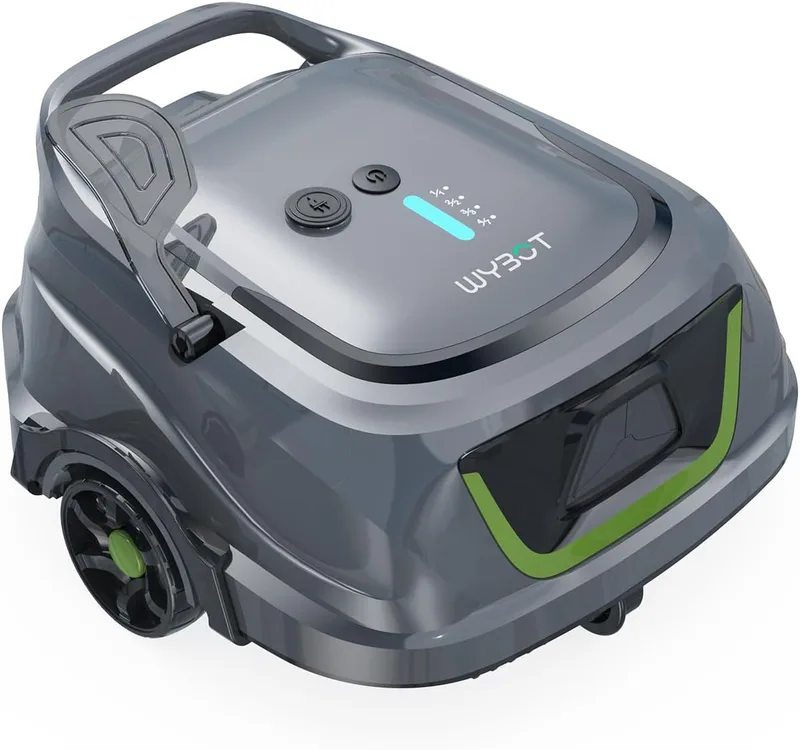 WYBOT ▫️ A1/OS2010 – Robô de piscina inteligente, dupla filtragem, autonomia de 120 minutos, potente robô de limpeza sem fios para piscinas acima do solo e planas, elimina resíduos, estacionamento automático, verde salva