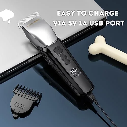 BARBERBOSS ▫️ Máquina de cortar pêlo para animais de estimação, aparador para cães e gatos, silenciosa e à prova de água, com comprimentos ajustáveis, máquina de cortar pêlo sem fios para animais de estimação 6