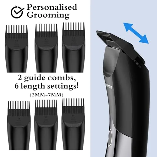 BARBERBOSS ▫️ Aparador corporal para homem, aparador elétrico sem fios e à prova de água para homem, aparador íntimo, aparador de controlo de precisão, kit de higiene corporal completo 7