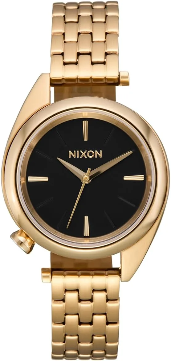NIXON ▫️ Eddy A1459-510-00 - Relógio de pulso analógico para mulher (mecanismo de quartzo, 38 x 29 mm, bracelete em aço inoxidável, resistente à água até 10 bares), cor dourada e preta