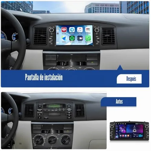 SIXWIN ▫️ 4+64G Android 15 Rádio para carro para Toyota Corolla E120/E130, Altis E120 e BYD F3 com ecrã HD de 7'', CarPlay sem fios, Android Auto, GPS, MirrorLink, Bluetooth 5.0, FM/RDS com câmara traseira 2