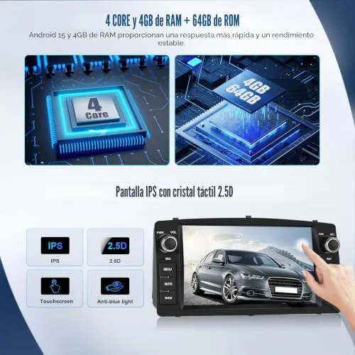 SIXWIN ▫️ 4+64G Android 15 Rádio para carro para Toyota Corolla E120/E130, Altis E120 e BYD F3 com ecrã HD de 7'', CarPlay sem fios, Android Auto, GPS, MirrorLink, Bluetooth 5.0, FM/RDS com câmara traseira 4