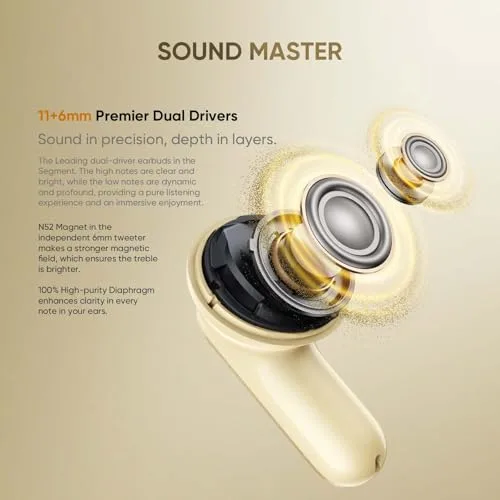 realme ▫️ Auscultadores Bluetooth Buds Air 8, ANC adaptativo de 55 dB e autonomia de 58 horas, auscultadores sem fios com driver de 11+6 mm, assistente Ear-by AI e tradutor AI, áudio de alta resolução LHDC 5.0, IP55, cinzento 4