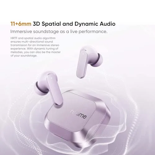 realme ▫️ Auscultadores Bluetooth Buds Air 8, ANC adaptativo de 55 dB e autonomia de 58 horas, auscultadores sem fios com driver de 11+6 mm, assistente Ear-by AI e tradutor AI, áudio de alta resolução LHDC 5.0, IP55, cinzento 7