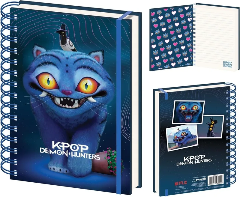 Pyramid International ▫️ K-Pop Demon Hunters Caderno com capa lenticular 3D, tamanho A5, com licença oficial, tamanho A5, caderno com capa lenticular 3D, caderno de escrita pautado para a escola, universidade, presente de
