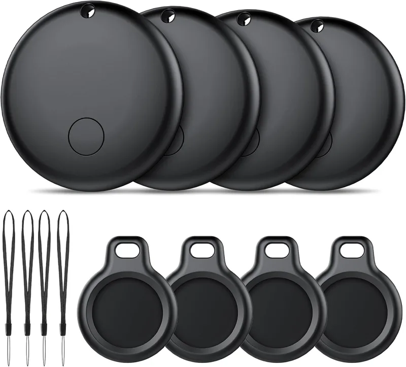 Ajblg ▫️ Etiqueta inteligente para Android, localizador compatível com a aplicação Google Find Hub (apenas Android), localizador Bluetooth, localizador para chaves, carteira, bagagem, à prova de água IP68, 4 preto